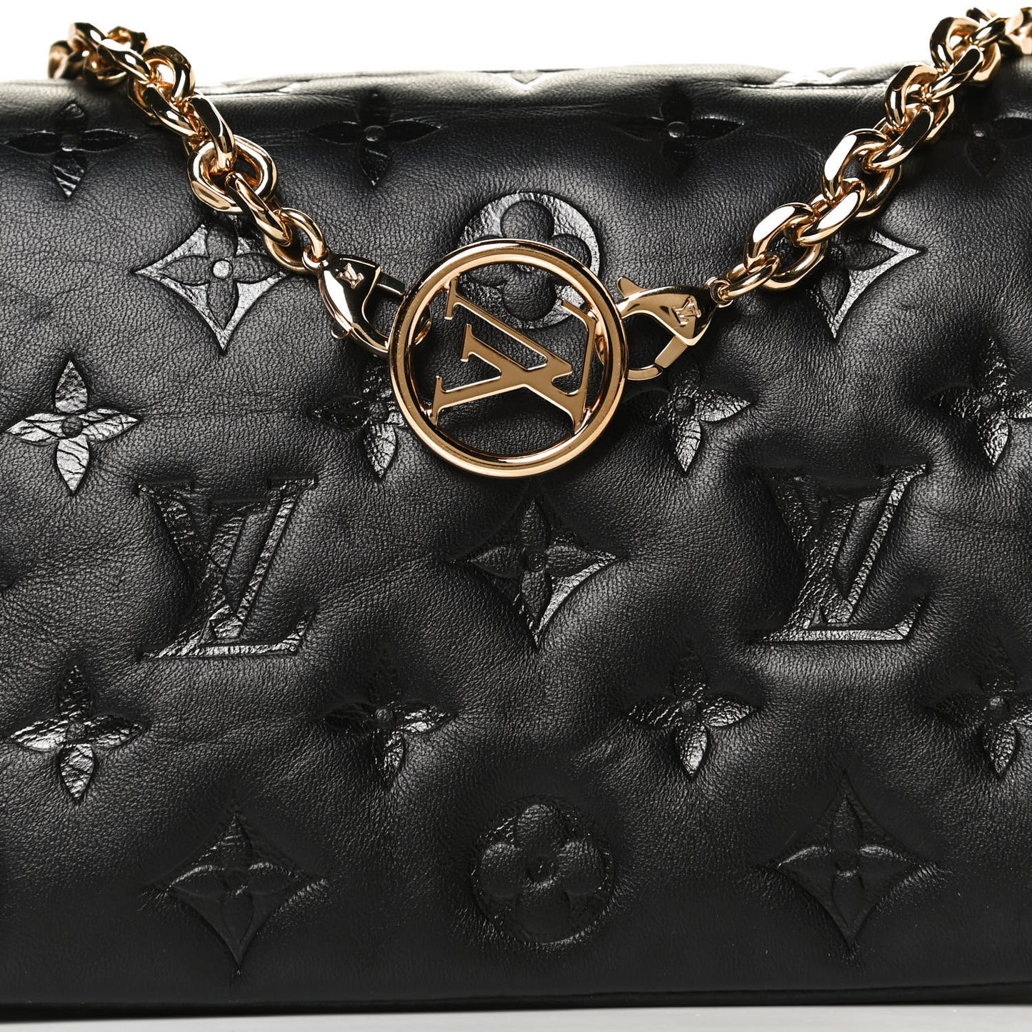 Lambskin Embossed Monogram Pochette Coussin Black