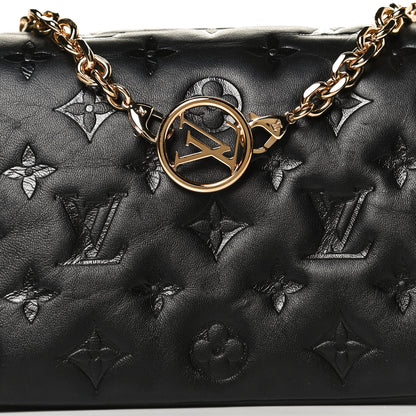 Louis Vuitton Lambskin Embossed Monogram Pochette Coussin Black 7 of 14