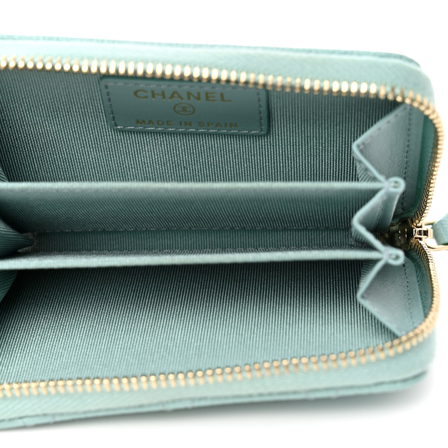 Caviar Quilted Zip Coin Purse Light Blue