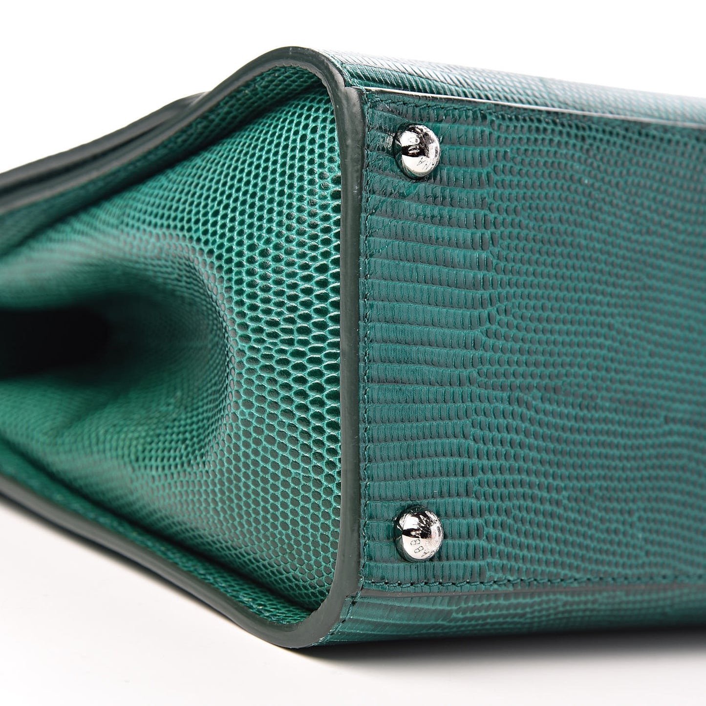 Lizard Calfskin Embossed Small Monica Top Handle Bag Green