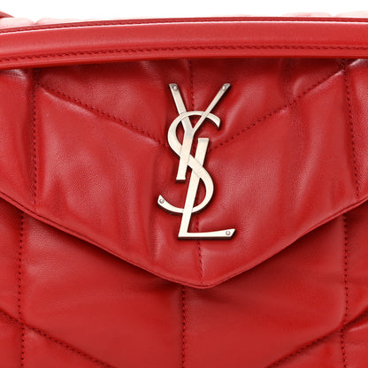Saint Laurent Lambskin Quilted Small Loulou Puffer Monogram Chain Satchel Red 9 of 11