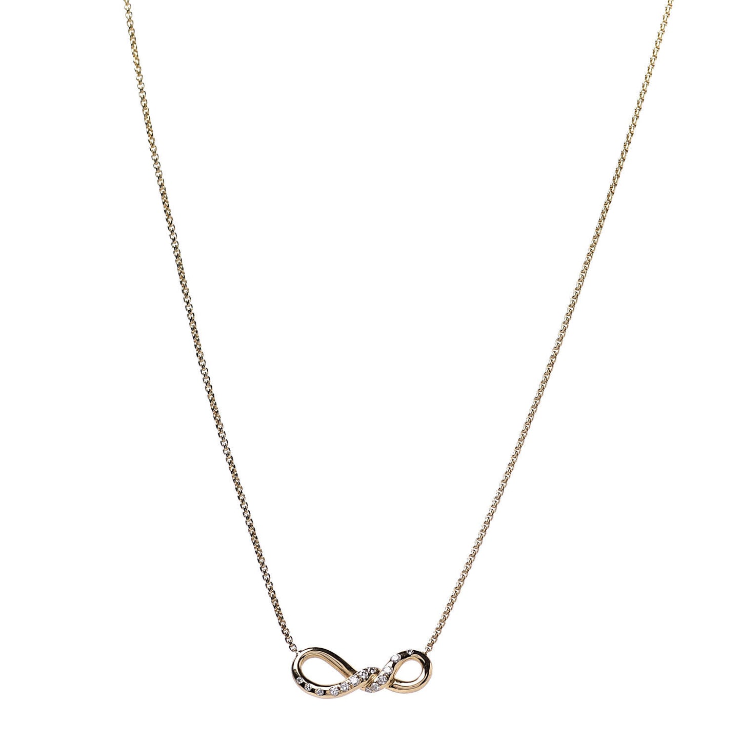 18K Yellow Gold Diamond 19mm Continuance Pendant Necklace