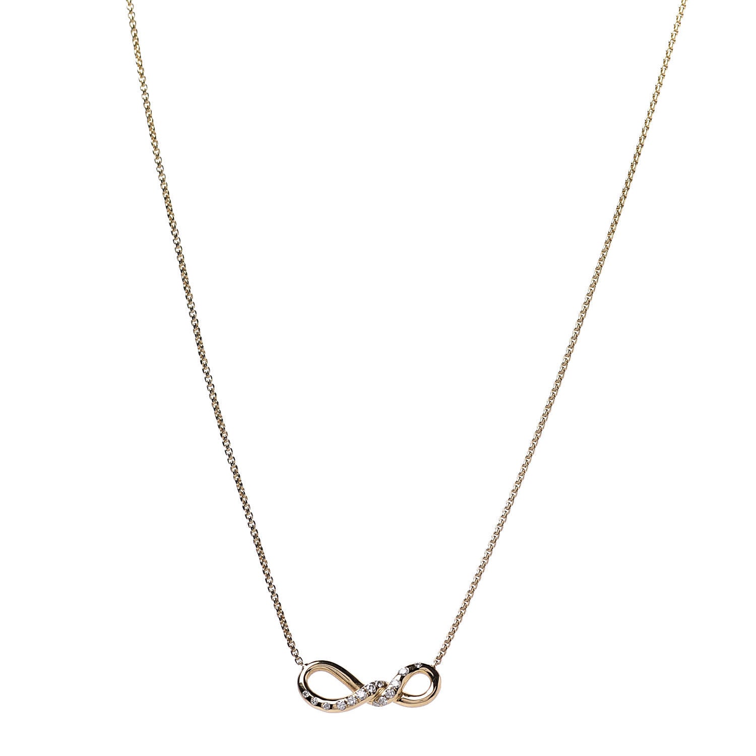David Yurman 18K Yellow Gold Diamond 19mm Continuance Pendant Necklace 1 of 8