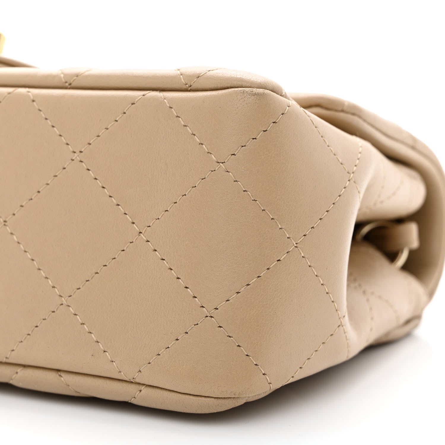Chanel Lambskin Quilted Mini Rectangular Flap Dark Beige 10 of 11