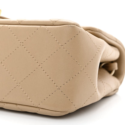Chanel Lambskin Quilted Mini Rectangular Flap Dark Beige 10 of 11