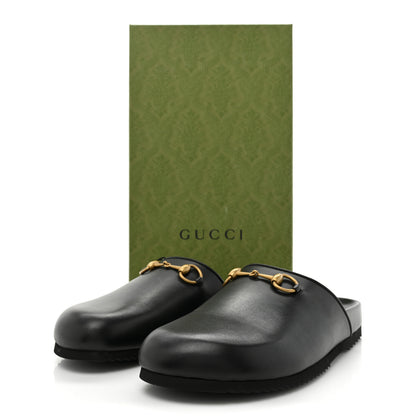 Gucci Jakarta Calfskin Womens Horsebit Slippers 41 Black 9 of 9