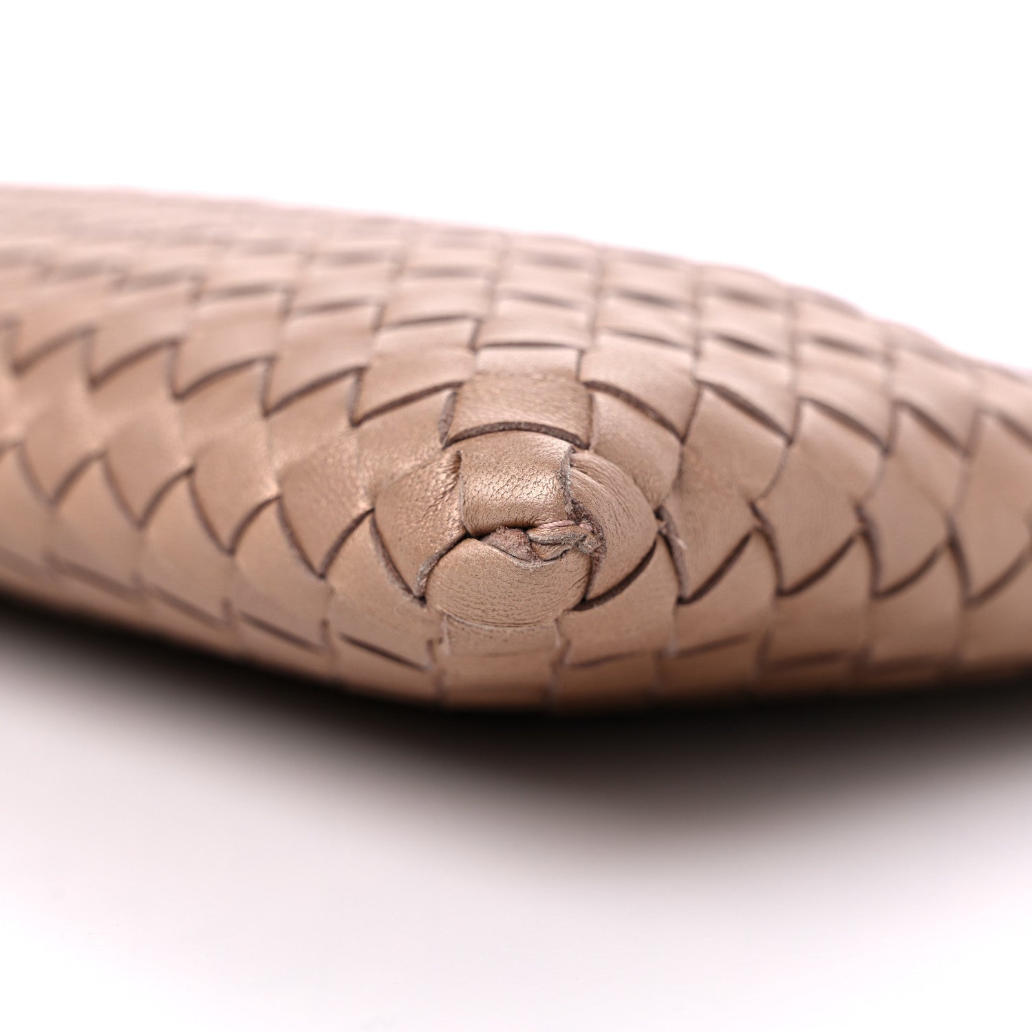 Bottega Veneta Metallic Nappa Intrecciato Wristlet Zip Pouch Rose Gold 8 of 8