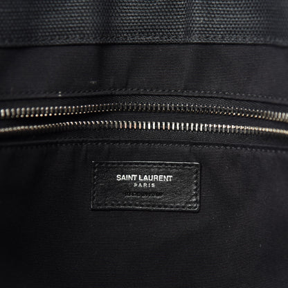 Saint Laurent Raffia Linen Calfskin Rive Gauche Tote Naturale Black 8 of 10