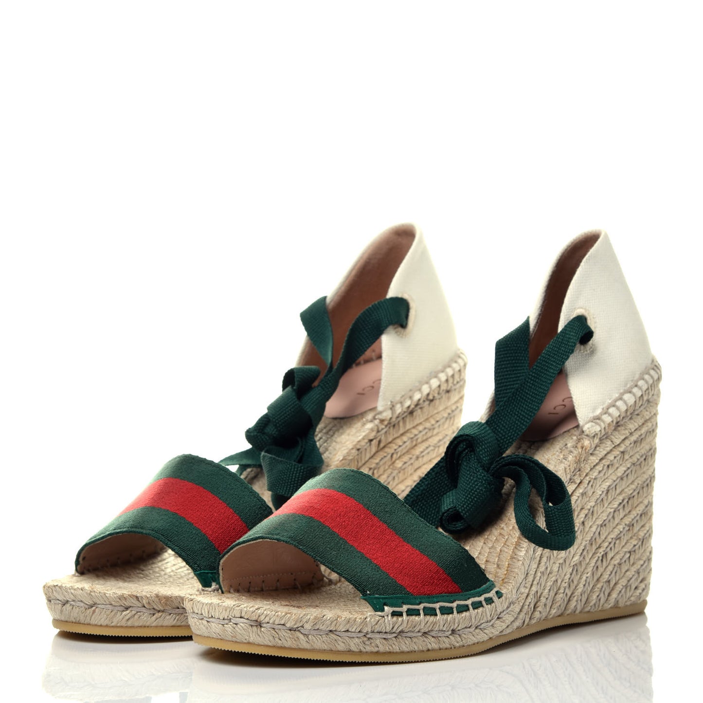 Canvas Malaga Kid Web Ankle Wrap Espadrille Wedge Sandals 40.5 Green Red Mystic White Emerald