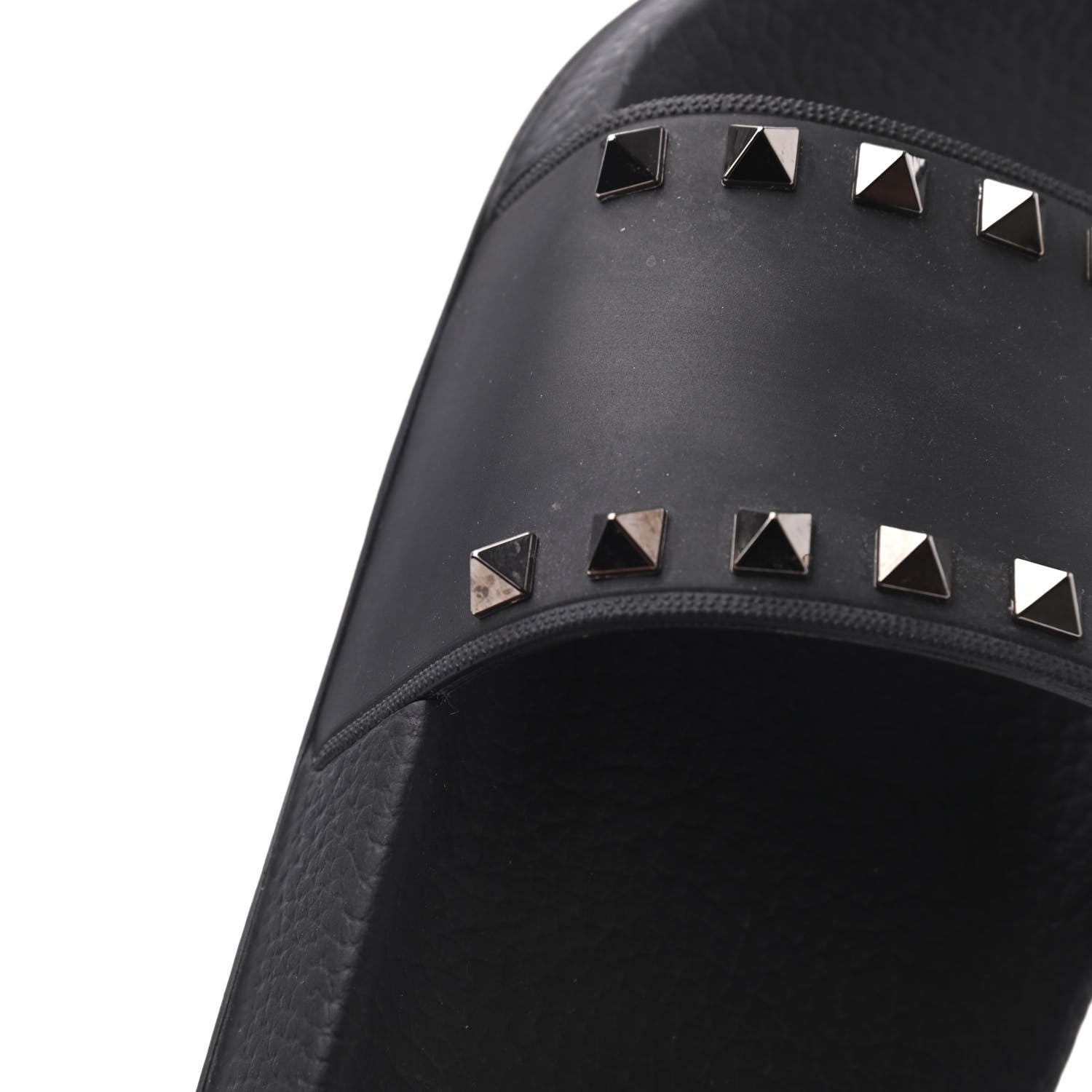 Valentino Garavani Rubber Rockstud Slide Sandals 38 Black 9 of 10