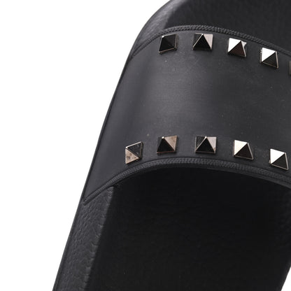 Valentino Garavani Rubber Rockstud Slide Sandals 38 Black 9 of 10