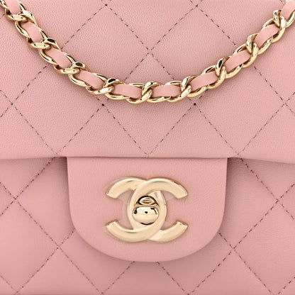 Chanel Lambskin Quilted Mini Top Handle Rectangular Flap Light Pink 9 of 11