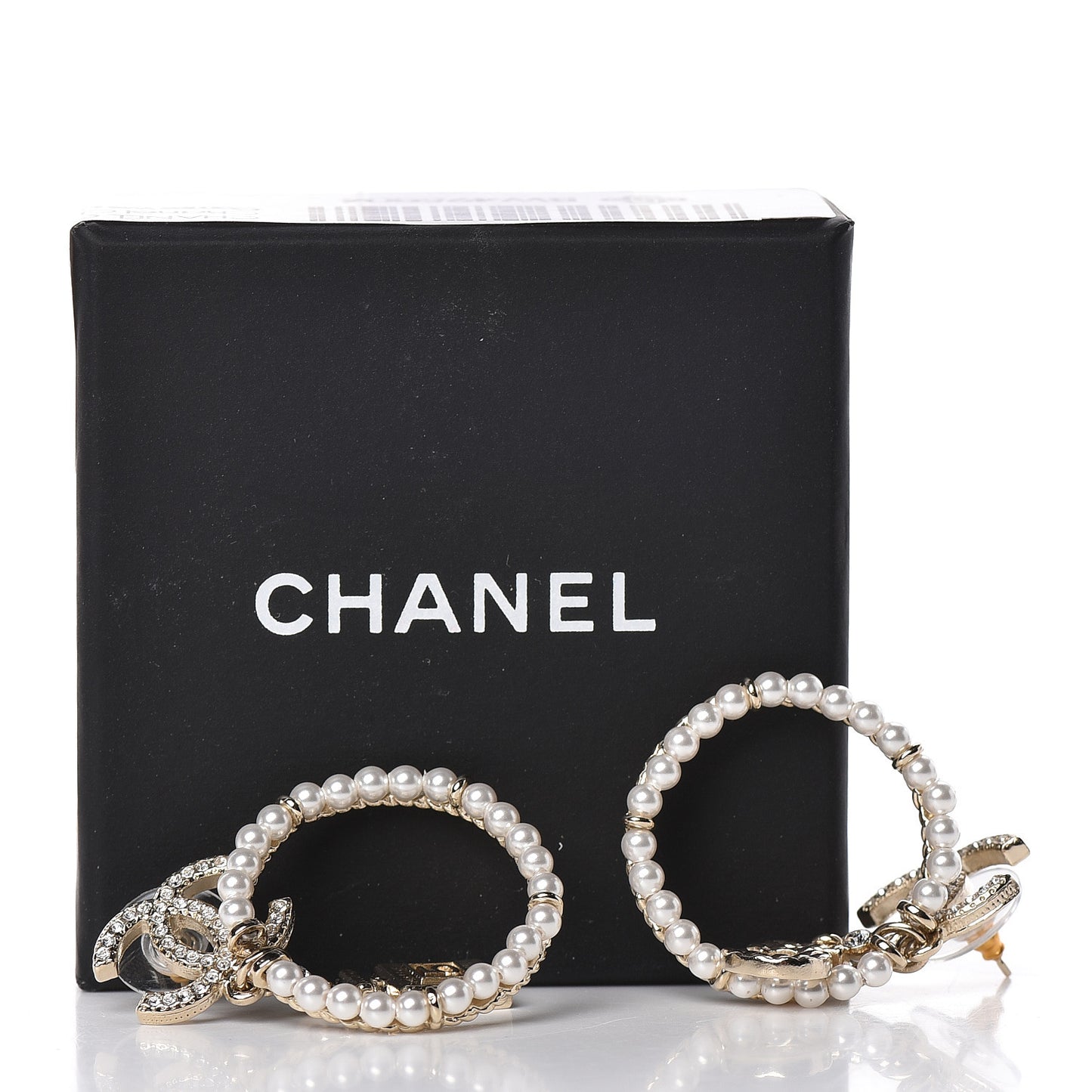 Crystal Pearl Charms CC Drop Earrings Gold