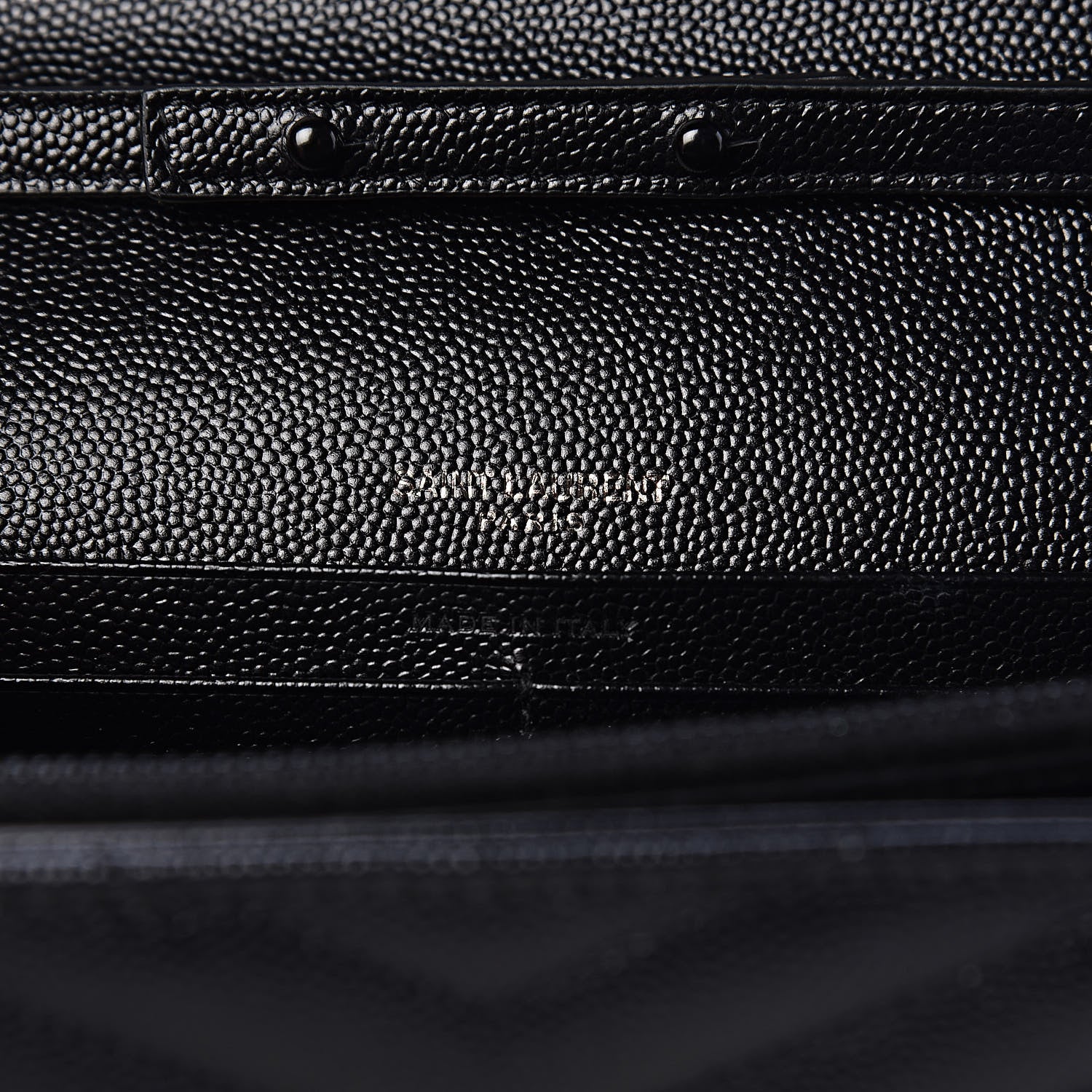 Saint Laurent Grain De Poudre Matelasse Chevron Monogram Chain Wallet Black 6 of 10