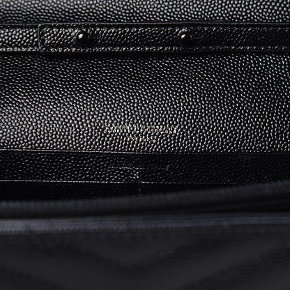 Saint Laurent Grain De Poudre Matelasse Chevron Monogram Chain Wallet Black 6 of 10