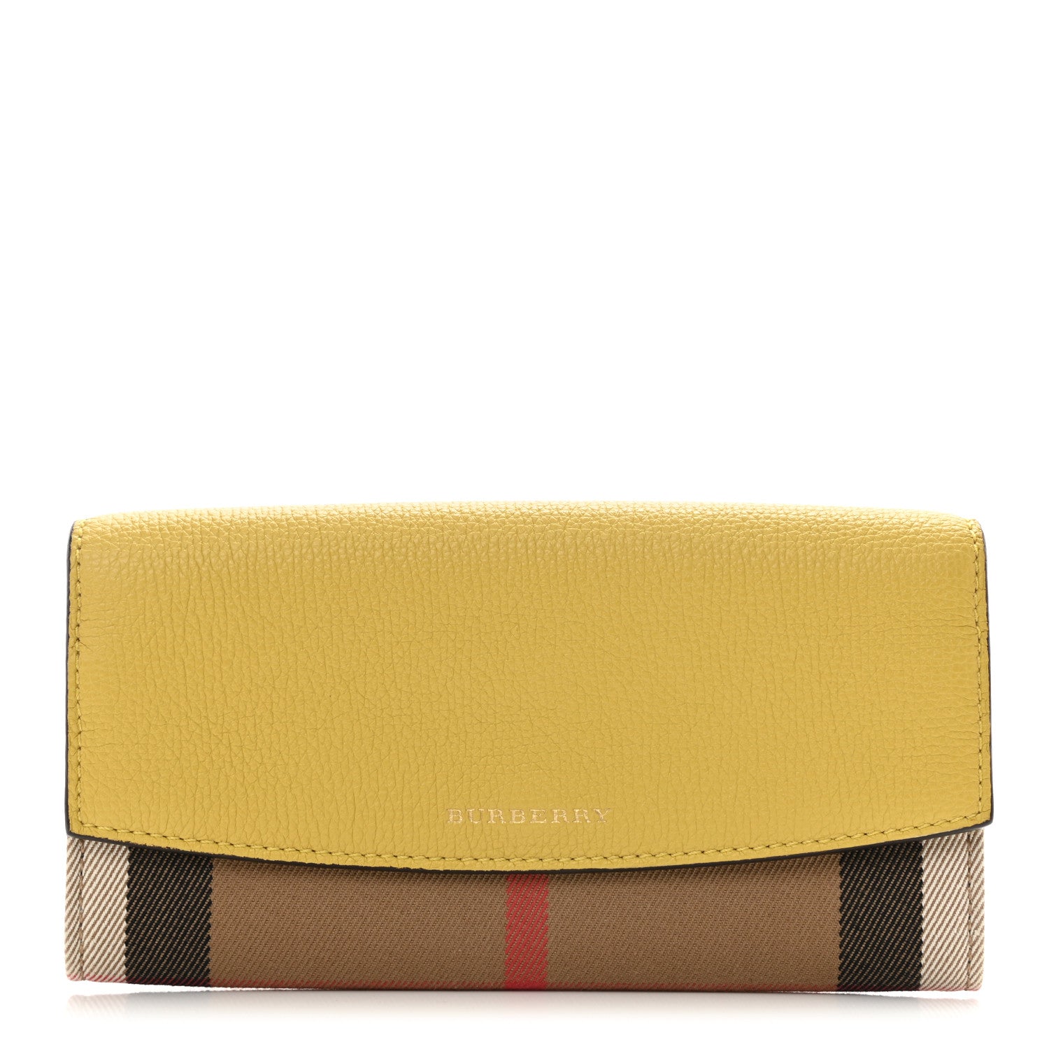 Burberry Calfskin House Check Porter Continental Wallet Yellow 1 of 6