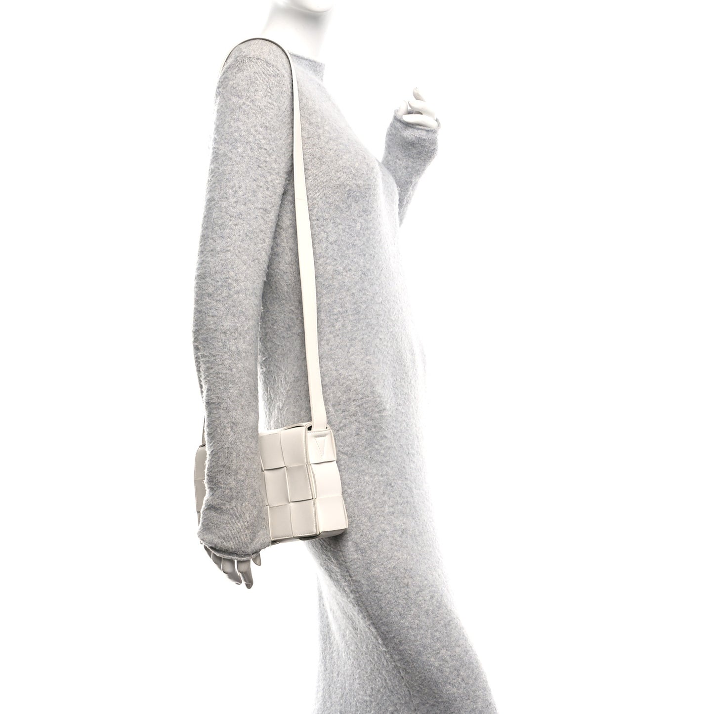 Lambskin Maxi Intrecciato Cassette Crossbody Bag White