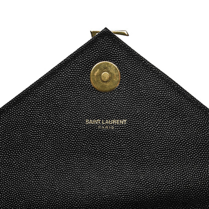 Saint Laurent Grain De Poudre Matelasse Chevron Large Monogram Satchel Black 6 of 8