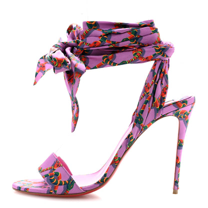 Christian Louboutin Crepe Satin Naja Chain Sandale Du Desert 100 Ankle Wrap Sandals 39.5 Gummy 1 of 10