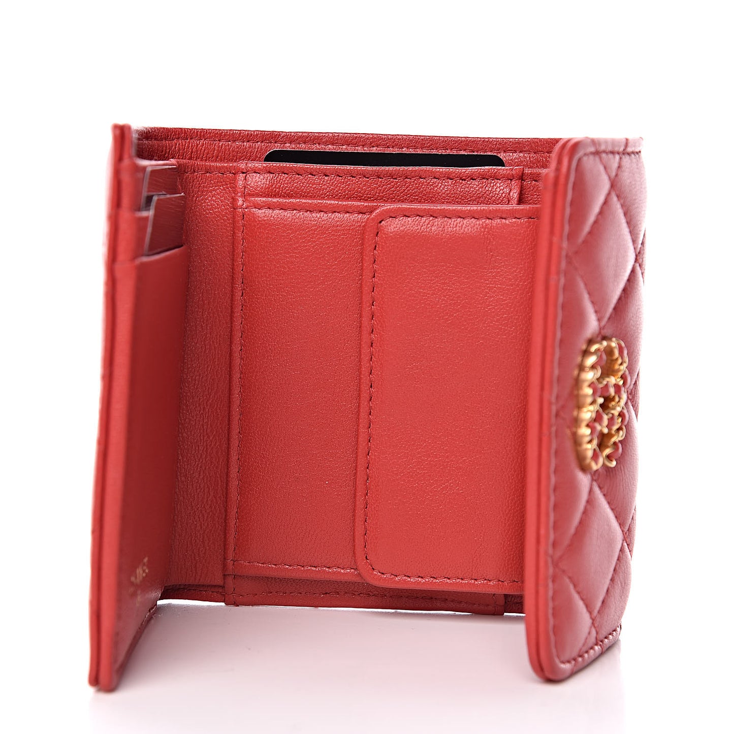 Lambskin Quilted 19 Flap Wallet Red
