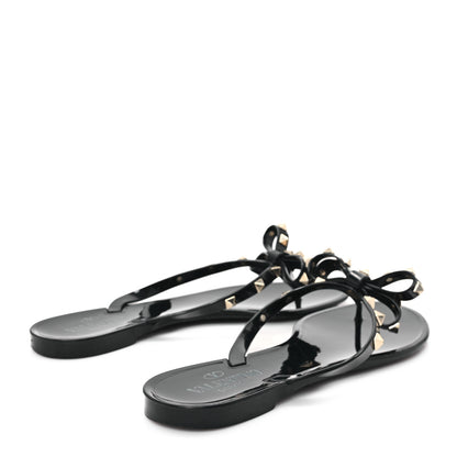 Valentino Garavani PVC Jelly Rockstud Bow Thong Sandals 40 Black 5 of 8