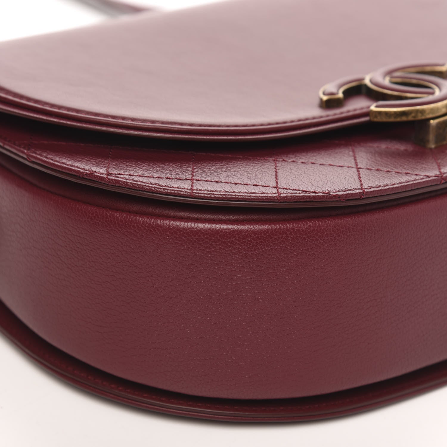 Chanel Shiny Calfskin Goatskin Quilted Medium Coco Curve Messenger Flap Burgundy 9 of 11