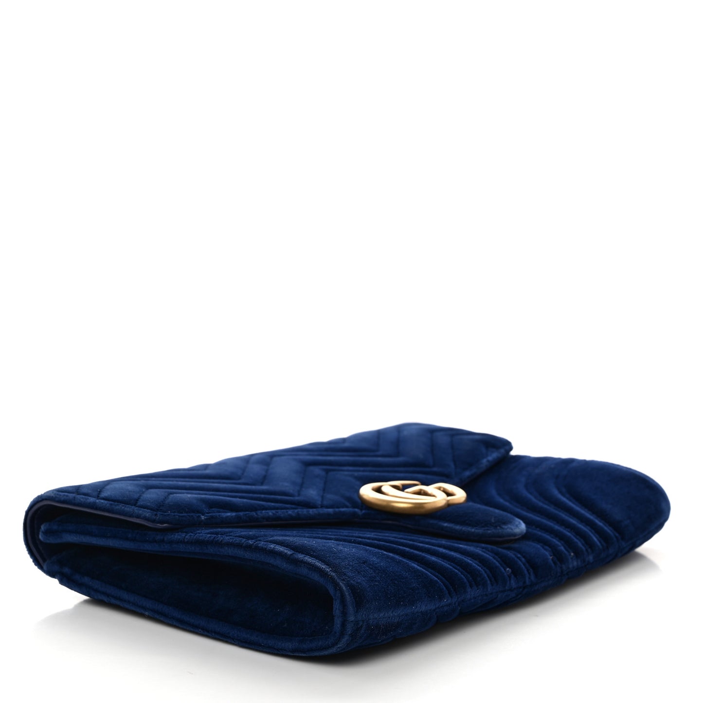 Velvet Matelasse GG Marmont Clutch Cobalt Blue