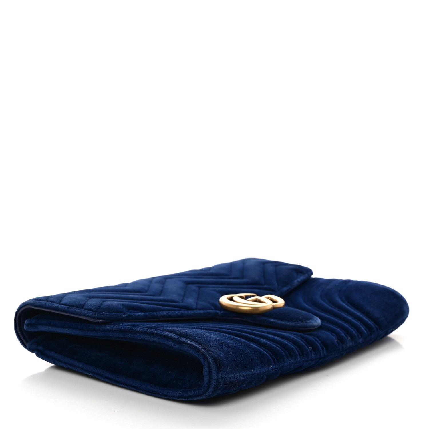Gucci Velvet Matelasse GG Marmont Clutch Cobalt Blue 4 of 10