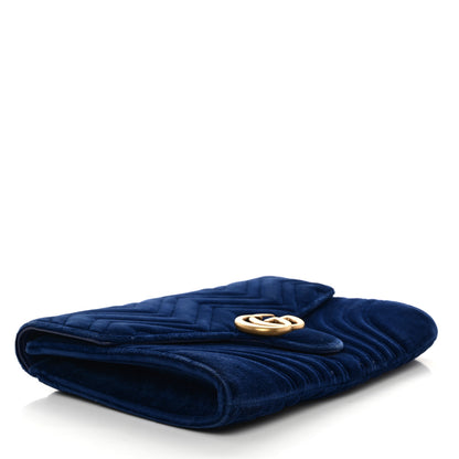 Gucci Velvet Matelasse GG Marmont Clutch Cobalt Blue 4 of 10