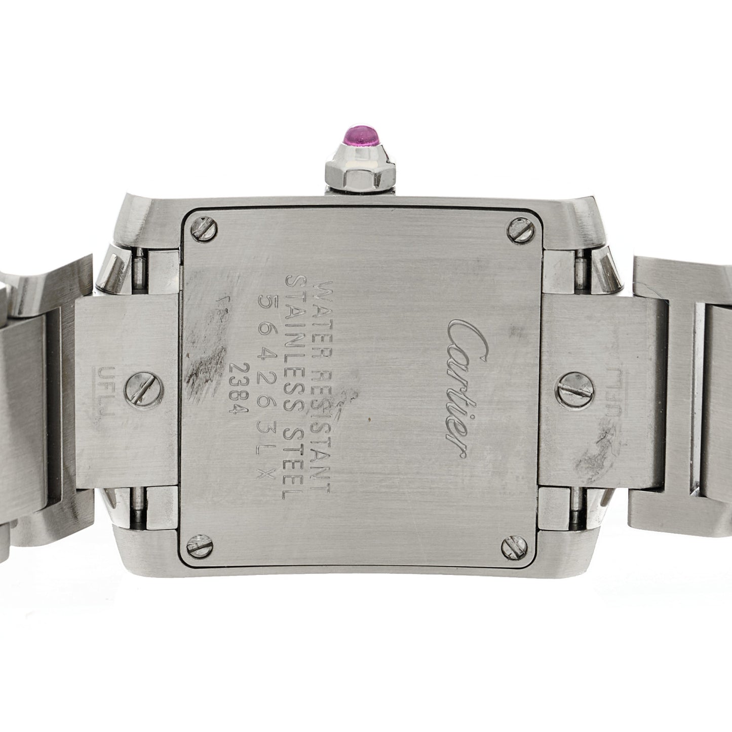 Stainless Steel 20mm Tank Francaise Quartz Watch Raspberry