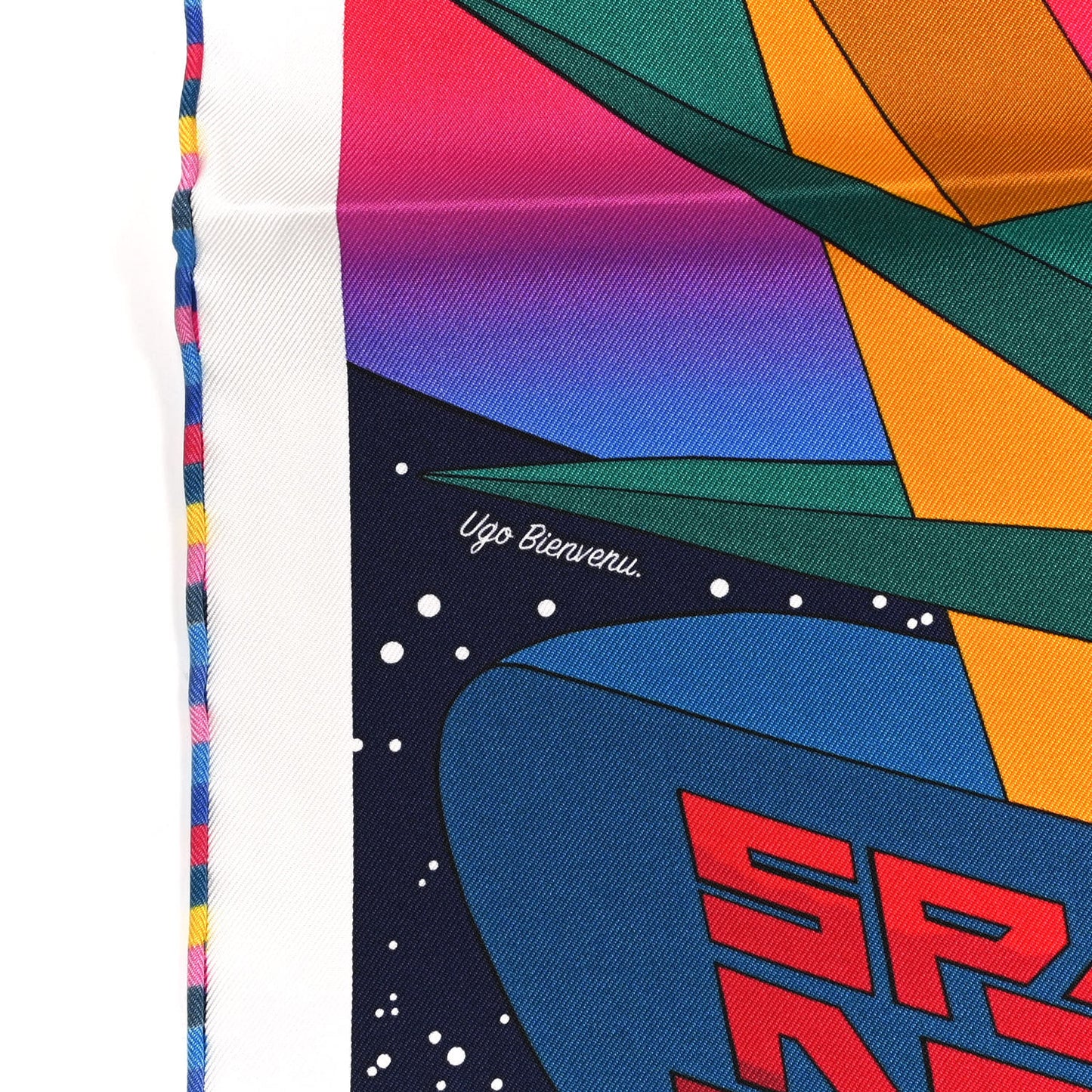 Silk Space Derby Scarf 90 Marine Rose Vif Multicolor