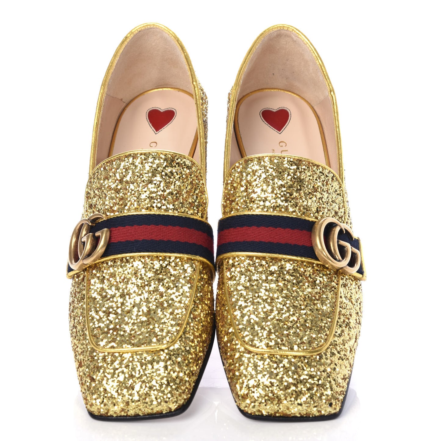 Glitter Web Peyton Loafers 38 Gold