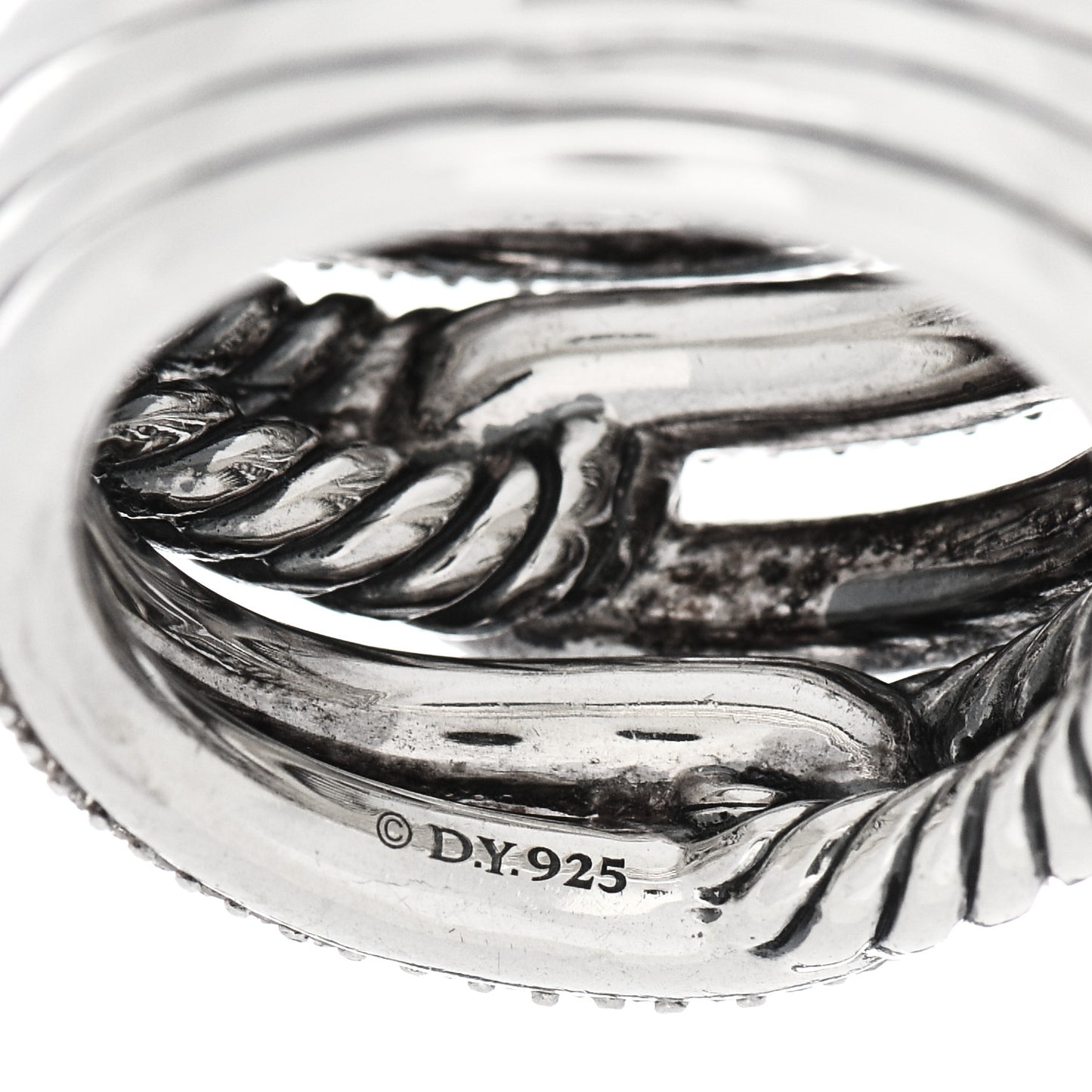 Sterling Silver Diamond 19mm Labyrinth Triple Loop Ring 52 6