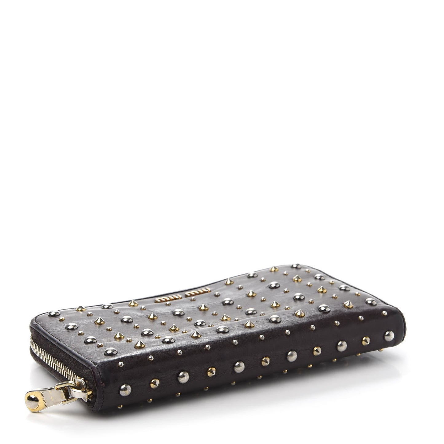 Nappa Studded Zip Around Wallet Prugna