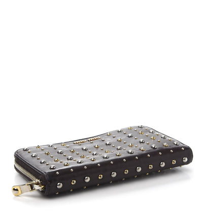 Miu Miu Nappa Studded Zip Around Wallet Prugna 4 of 10