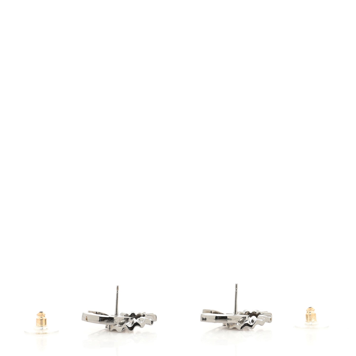 Chanel Crystal CC Earrings Silver Black 2 of 3