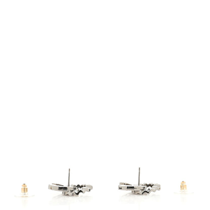 Chanel Crystal CC Earrings Silver Black 2 of 3
