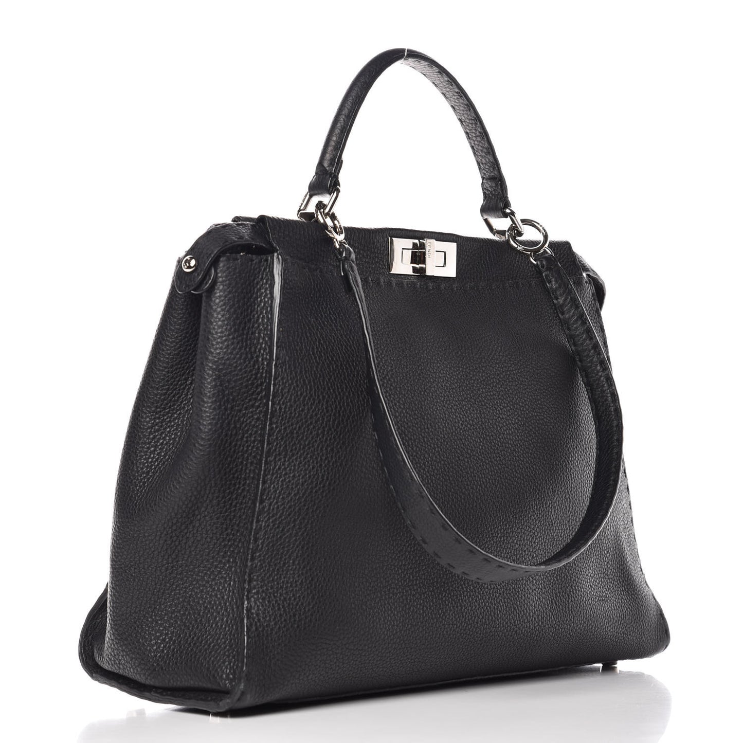 Cuoio Romano Selleria Bi-Color Large Peekaboo Iconic Satchel Black Mou