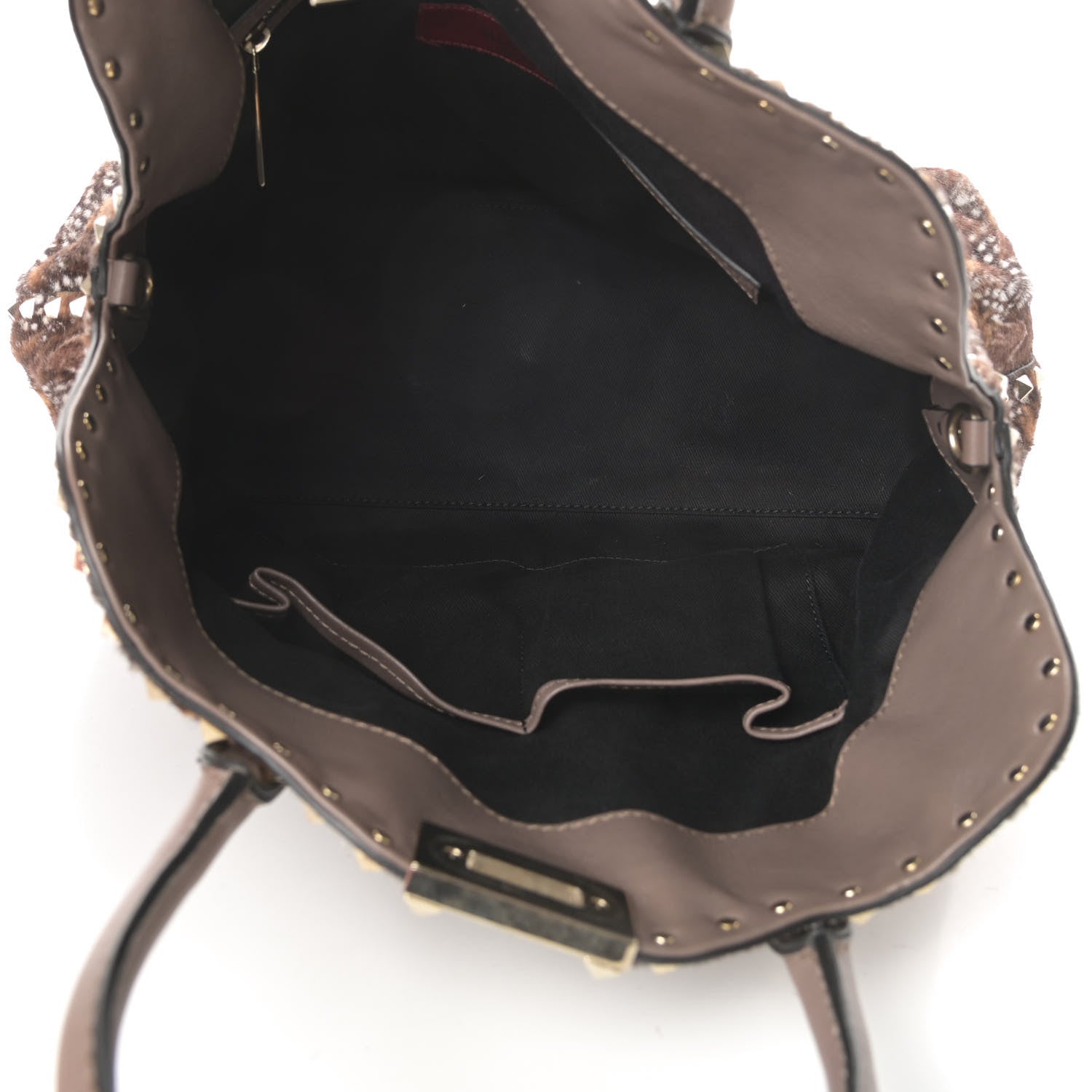 Valentino Garavani Calf Hair Feather Rockstud Dome Satchel 5 of 14