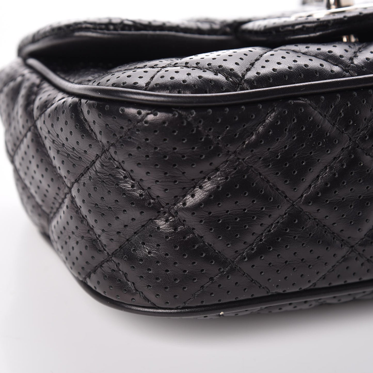 Lambskin Perforated Mini Rectangular Flap Black