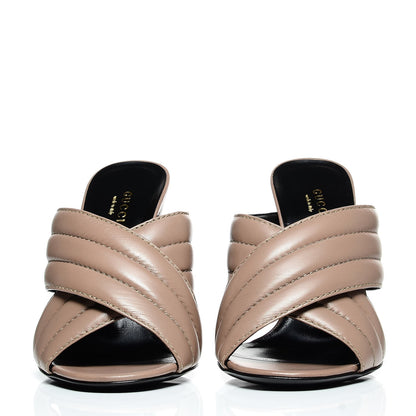 Gucci Malaga Kid Webby Crossover High Heel Slide Sandals 37.5 Porcelain Rose 2 of 9