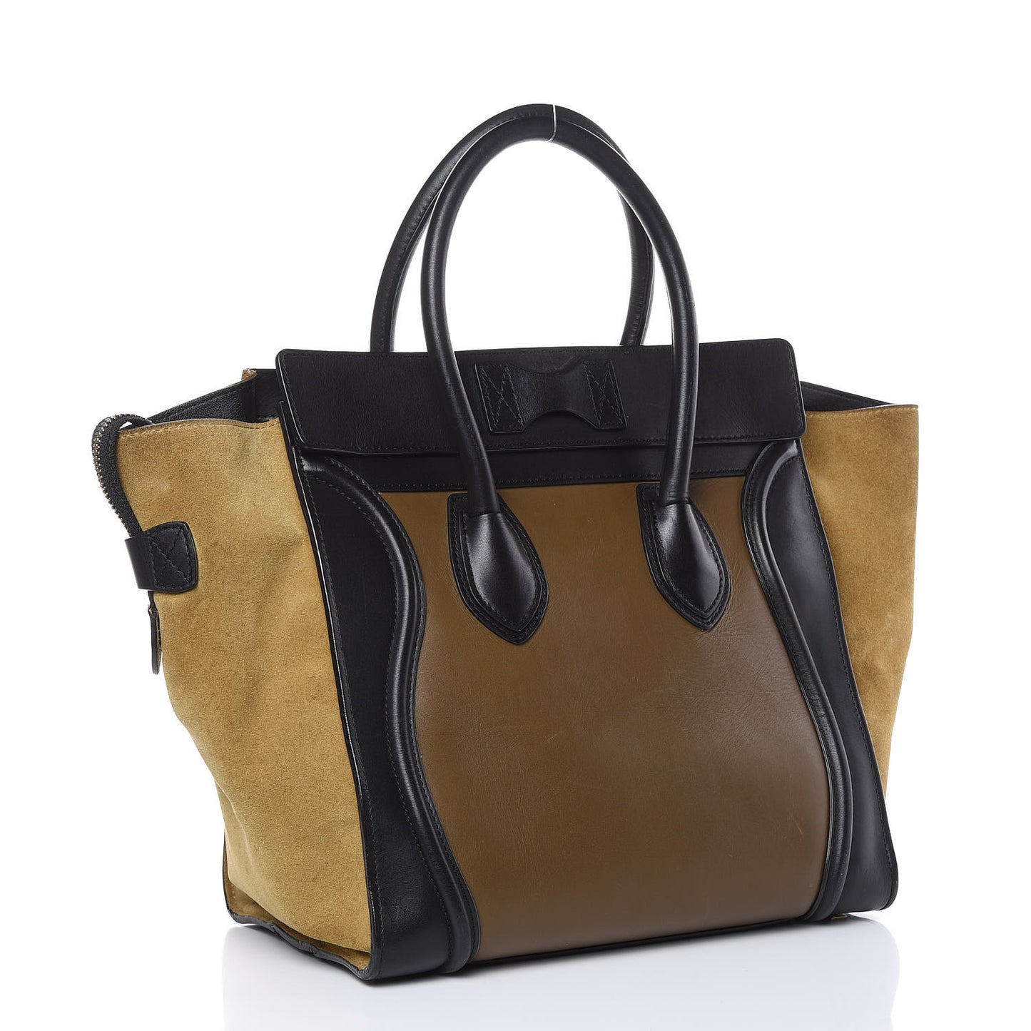 Satin Calfskin Suede Mini Tri-Color Luggage Beige