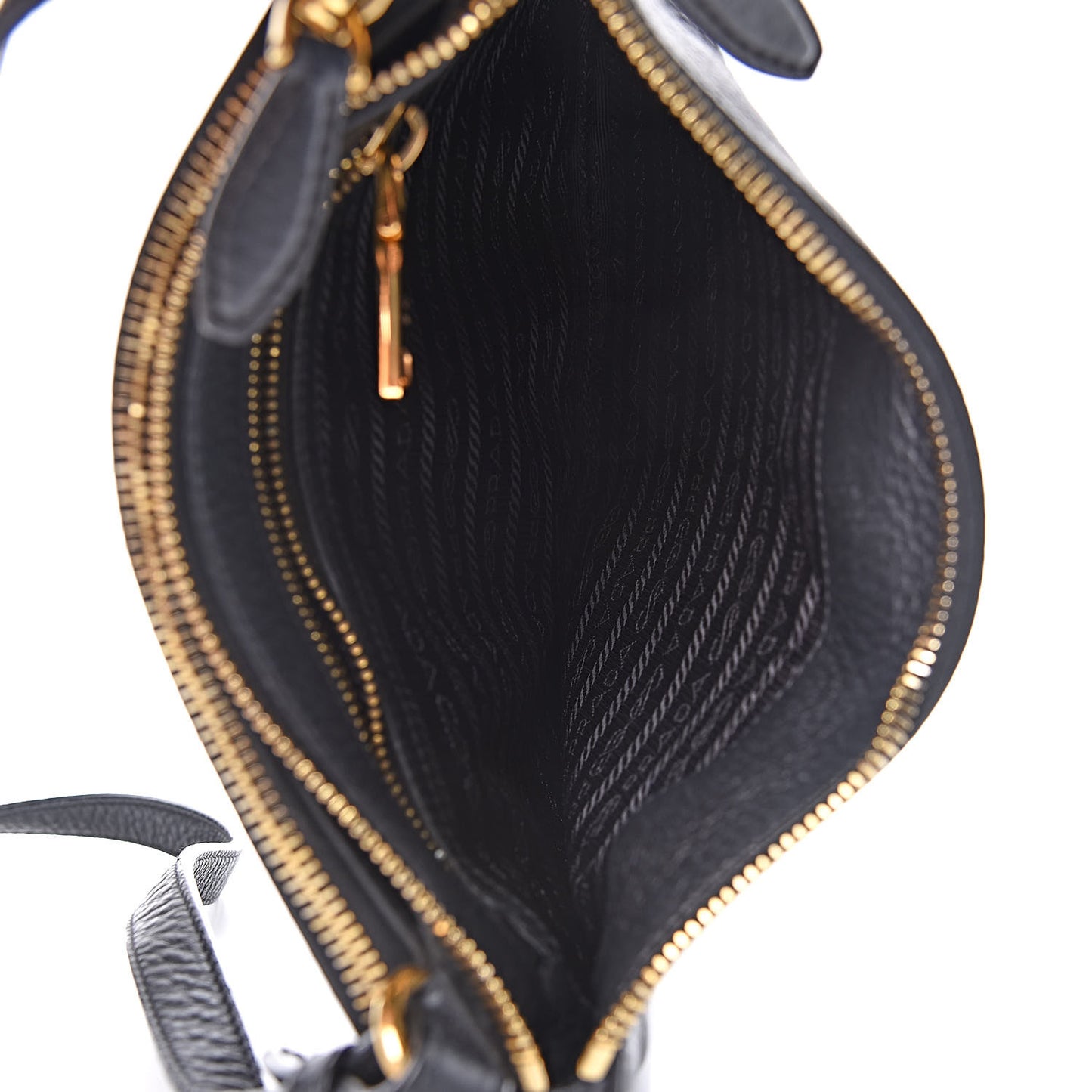 Vitello Phenix Double Zip Crossbody Bag Black