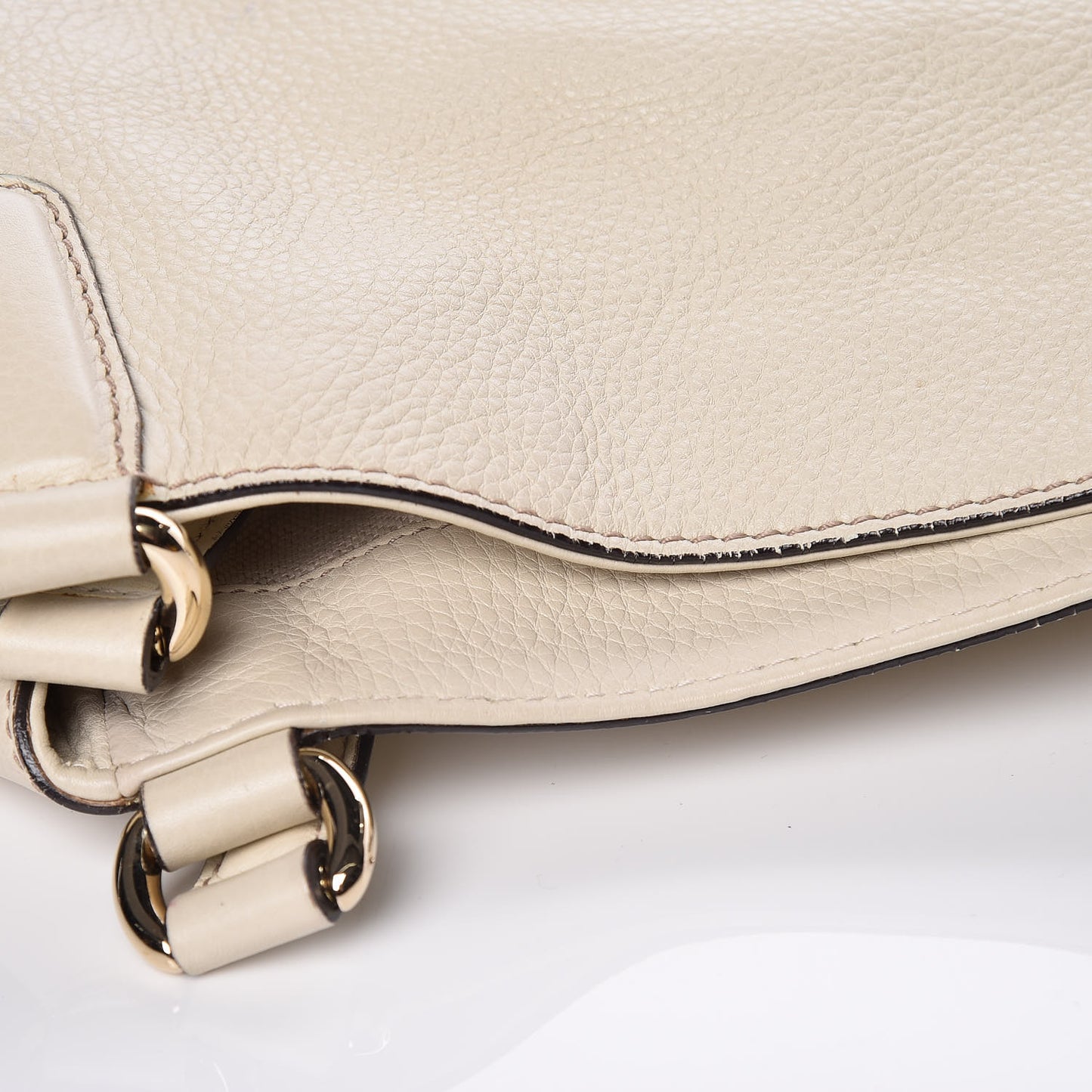 Pebbled Calfskin Medium Soho Shoulder Bag Off White