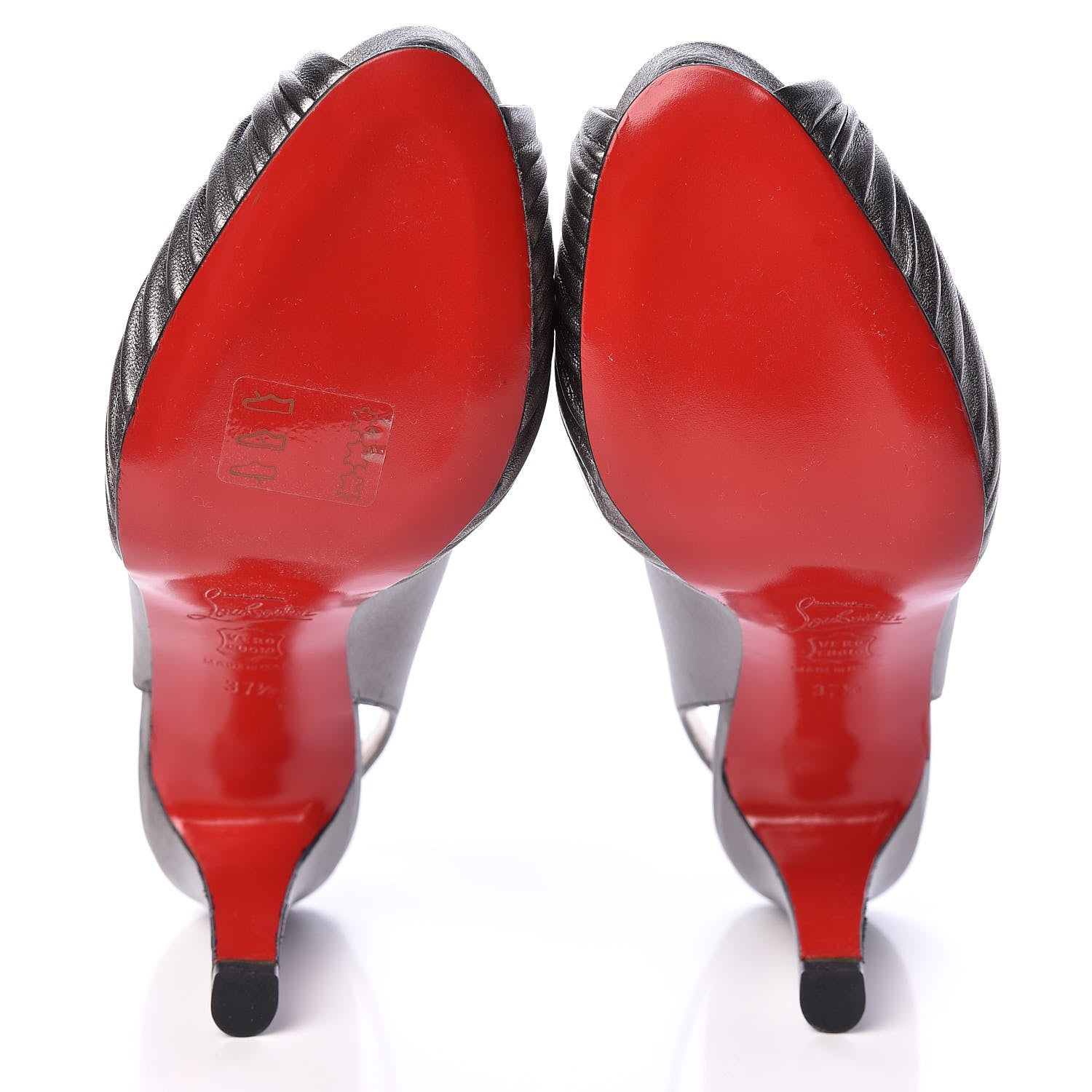 Christian Louboutin Laminato Nappa Miss Gres 90 Platform Peep Toe Slingback Pumps 37.5 Anthracite 8 of 9