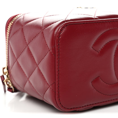 Chanel Lambskin Quilted Small Top Handle Vanity Case With Chain Burgundy 9 of 11