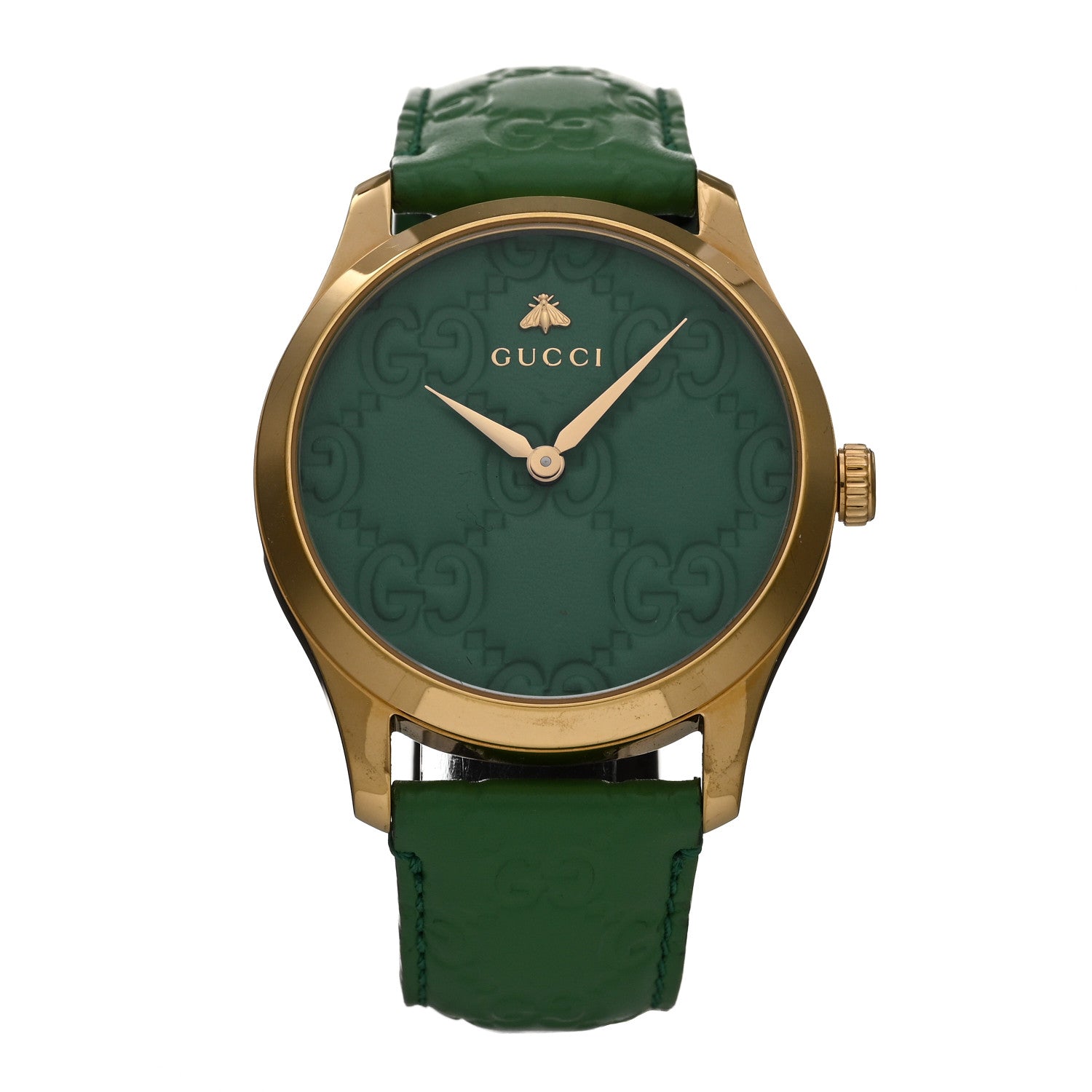Gucci Stainless Steel Calfskin 38mm G-Timeless Quartz Watch Green 1 of 4