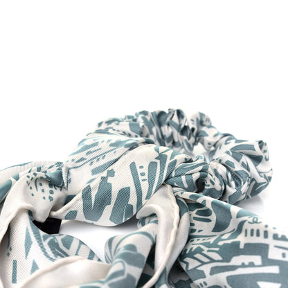 Chanel Silk CC Scrunchie and Scarf Hair Tie Set Green Ecru 4 of 5