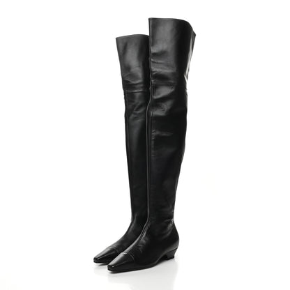 Chanel Lambskin Cap Toe Over the Knee Boots 35.5 Black 3 of 7