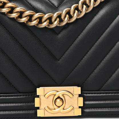 Chanel Calfskin Chevron Quilted Medium Boy Flap Black 7 of 10